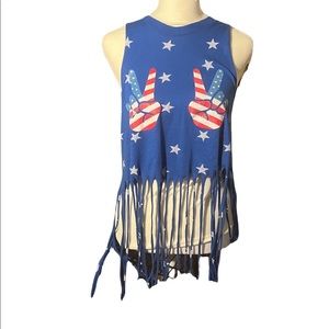 Crop fringed patriotic tank top